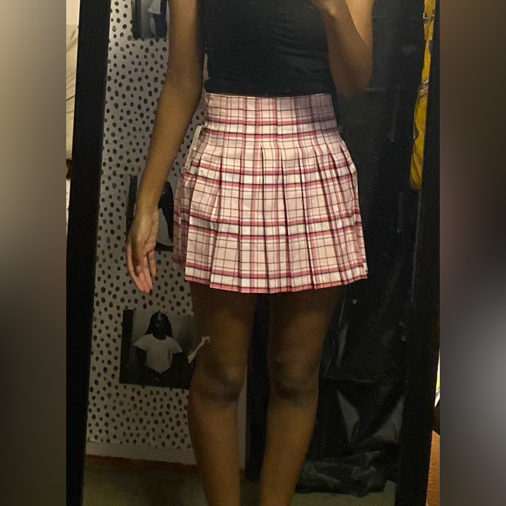 Checkboard pink school skirt